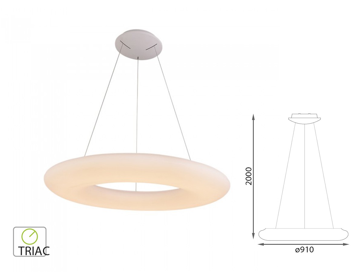 Lampada Led A Sospensione Design Moderno Rotonda Colore Bianco Diametro  910mm 105W 3000K Dimmerabile Triac Dimmer SKU-40101 - ndrdistribuzione